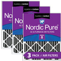 Top-quality Nordic Pure 16x25x2 Furnace Air Filters MERV 8 Pleated Plus Carbon 3 Pack