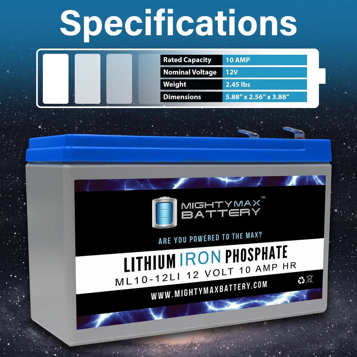 Top-quality 12V 10AH Lithium Replacement Battery Compatible with Marcum VS385 C - 3 Pack