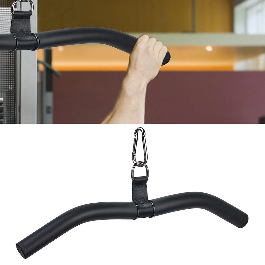 Top-quality LAT Bar Cable Machine Attachment, Pulldown Bar with Full Rotation and Rubber Handle for Gym, Strength Workout, Body Training,