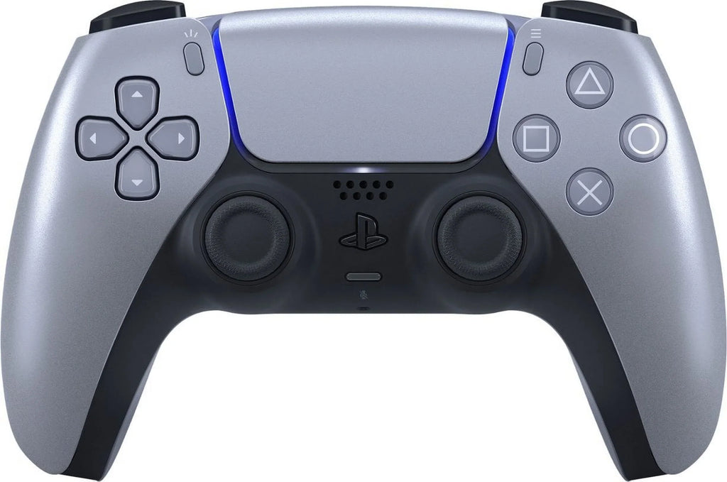PlayStation 5, PS5 DualSense Wireless Controller - Sterling Silver Bundle With 6Ave Microfiber Cleaning Cloth