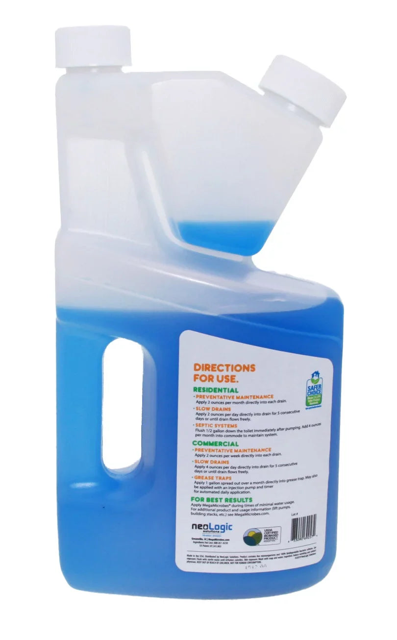 MegaMicrobes MML-5GL MML-32FL No-Mixing Liquid Drain, Septic, Trap and Pump Treatment, 32-Ounce Bottle - Perfect for your project