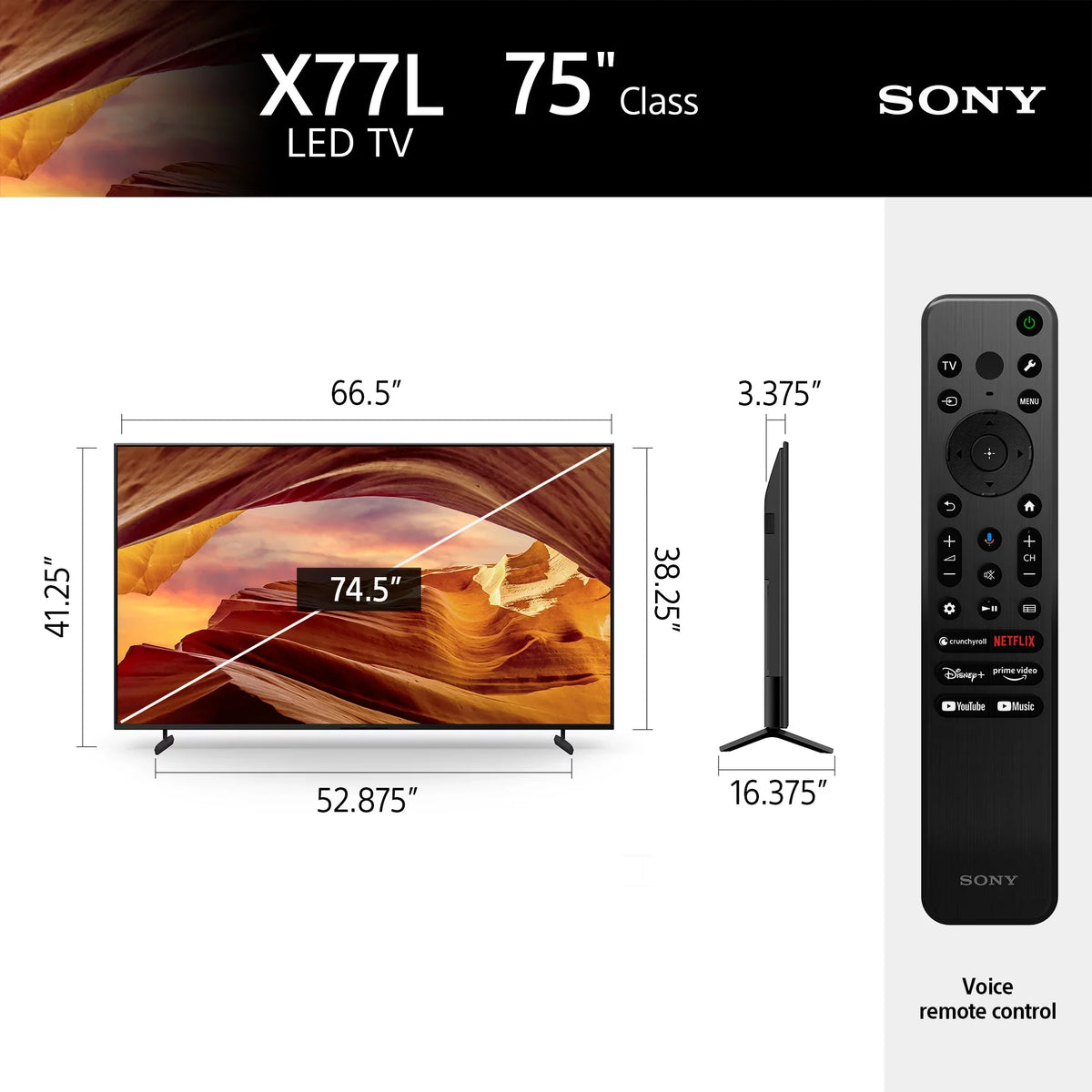 Sony 75â Class X77L 4K Ultra HD LED Smart Google TV KD75X77L - 2023 Model