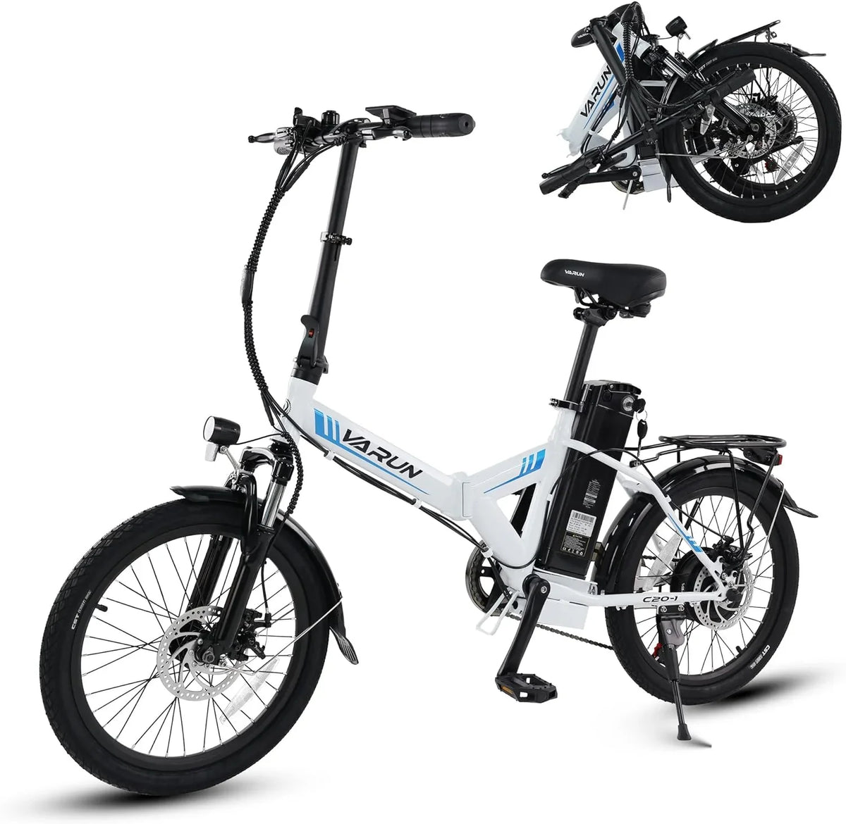 Top-quality VARUN Electric Bike - 500W Folding Ebike with Stylish 20" Wheels, 48V Lithium Battery for 40 Miles Range and 20MPH Speed