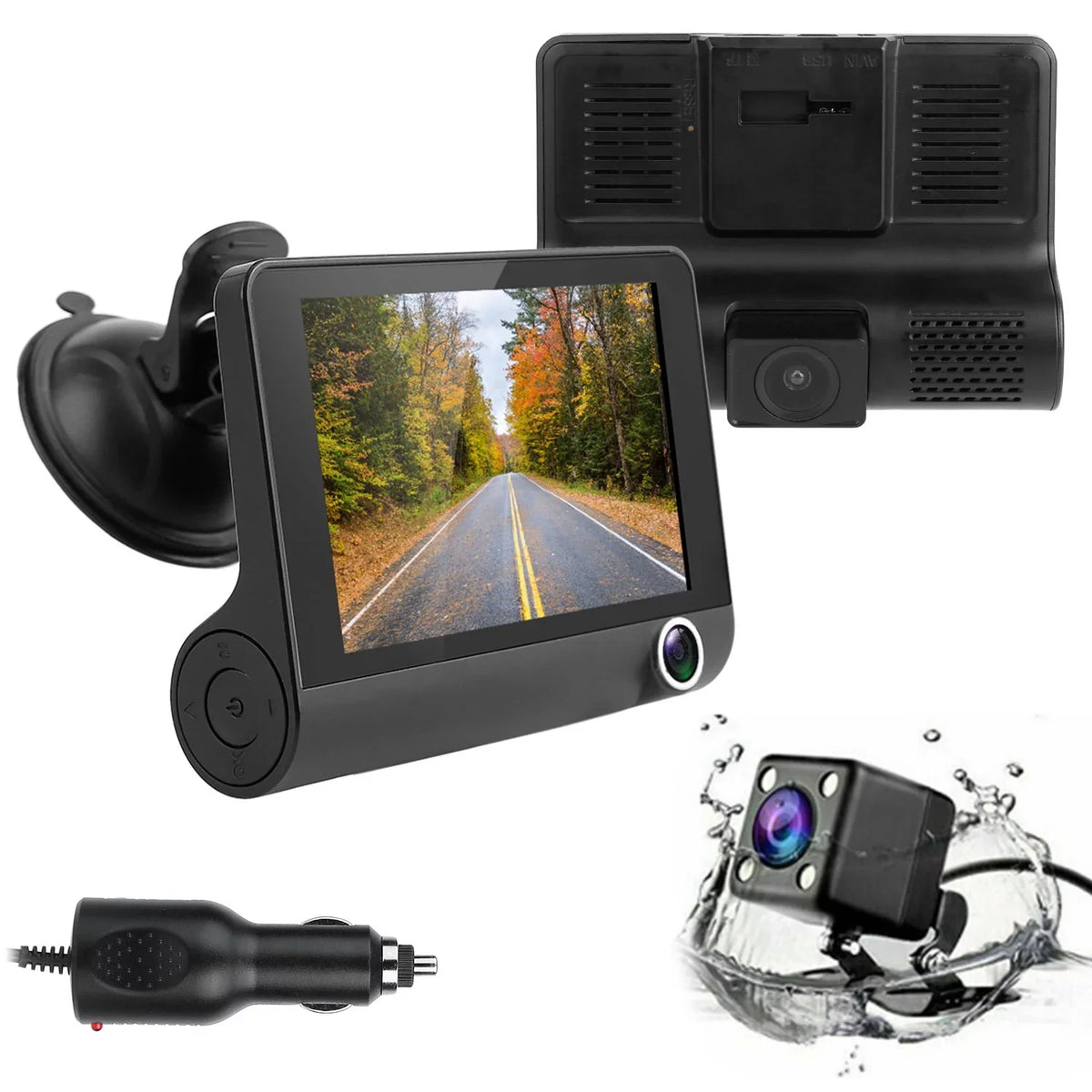 iMouTEK 1080P Touch Screen Car Dash 4in Cam Dash Camera Front and Rear Camera with G-Sensor Loop Recording Motion Detection - Perfect for your project