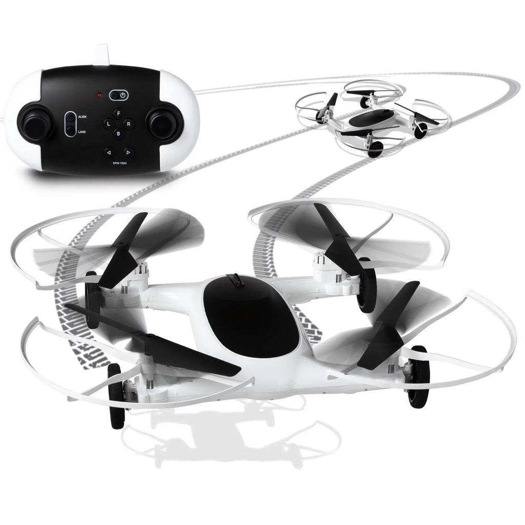 Top-quality SHARPER IMAGE Rechargeable Dual Function Fly + Drive Drone RC, 250ft Long Range Control and 215ft Max Altitude, 5in