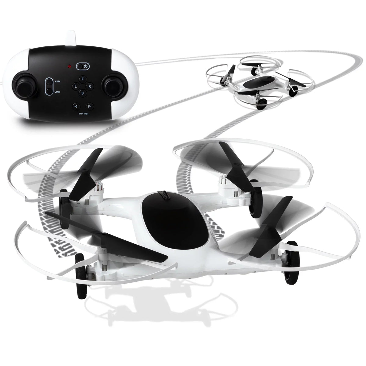 Top-quality SHARPER IMAGE Rechargeable Dual Function Fly + Drive Drone RC, 250ft Long Range Control and 215ft Max Altitude, 5in