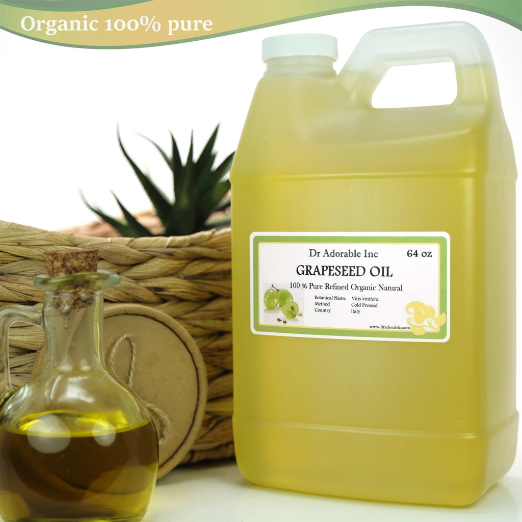 Top-quality Dr. Adorable - 100% Pure Grapeseed Oil - Organic Cold Pressed Natural Hair Skin - 64 oz