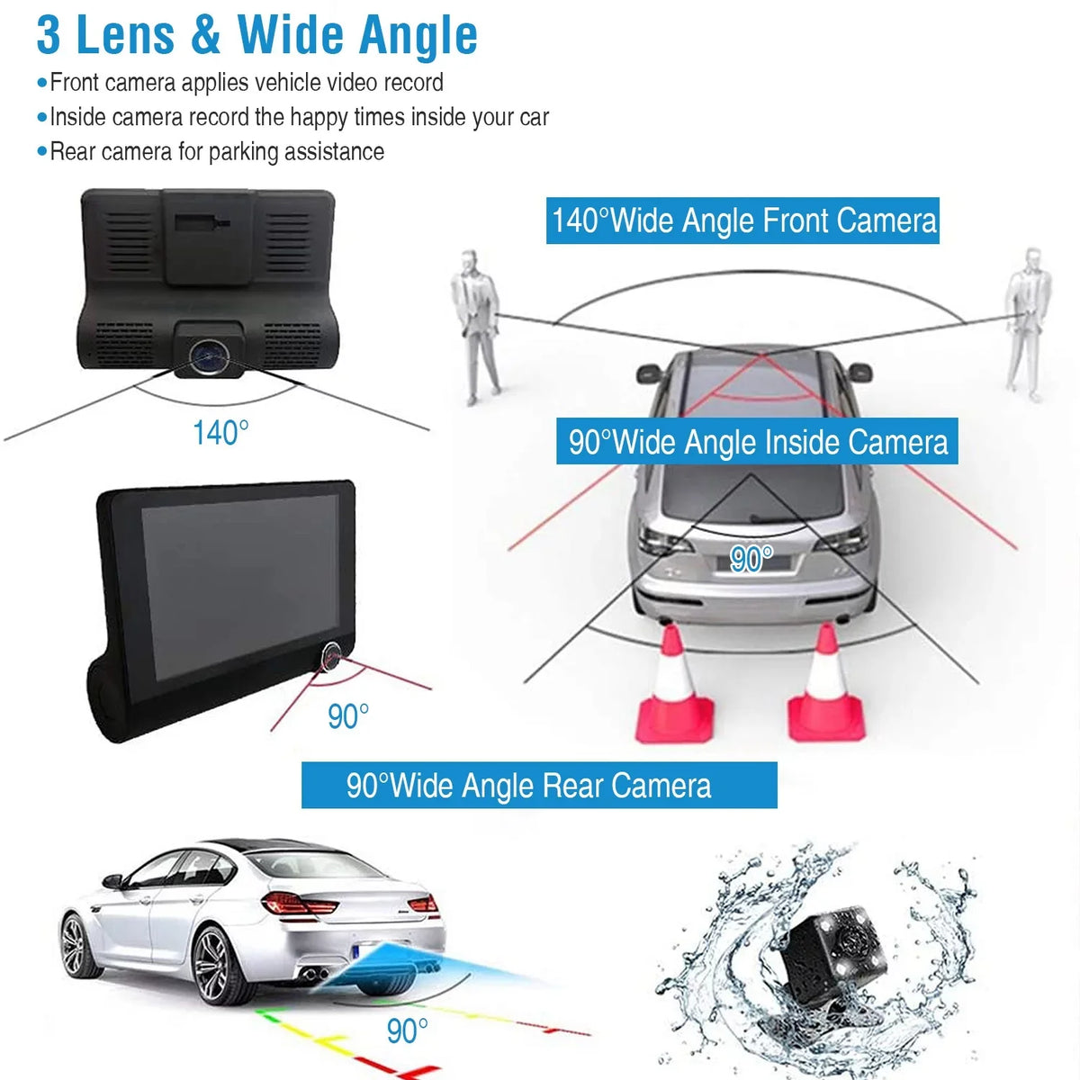 iMouTEK 1080P Touch Screen Car Dash 4in Cam Dash Camera Front and Rear Camera with G-Sensor Loop Recording Motion Detection - Perfect for your project