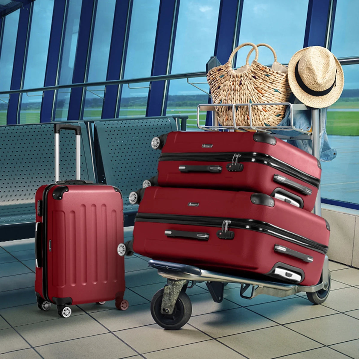 UBesGoo 3 Piece Set Suitcase Spinner Hardshell Lightweight TSA Lock
