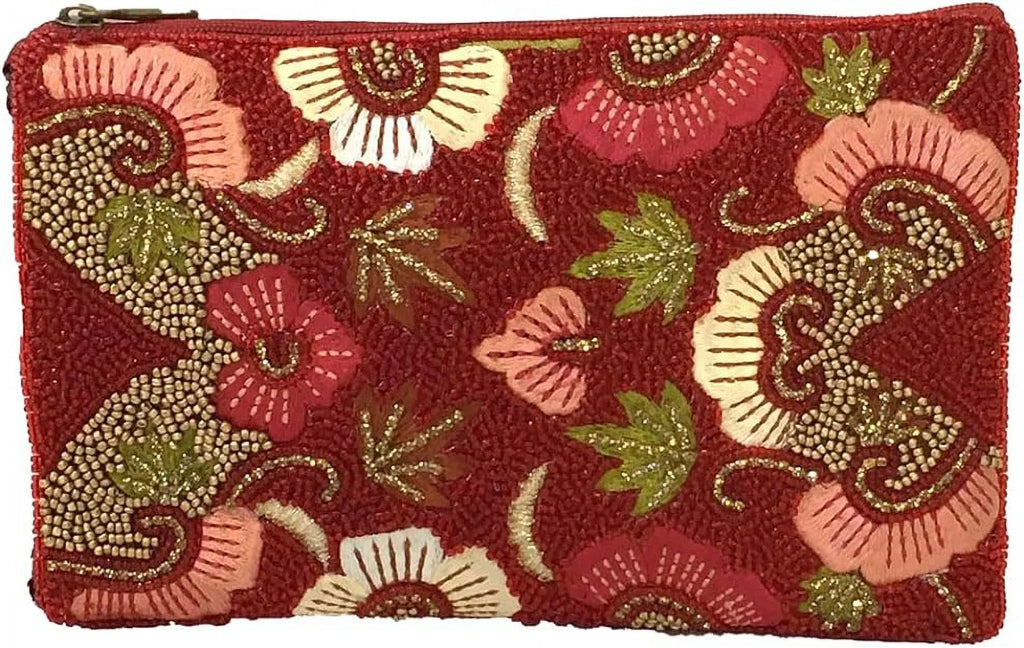 Top-quality Ruby Bloom Floral Club Bag Beaded Phone Crossbody, Red Multi