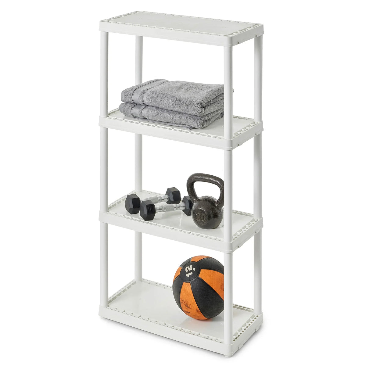 Gracious Living 4 Shelf Set Height Light Duty Storage Unit, White (2 Pack) - Perfect for your project