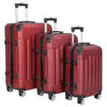 ABS Trolley Luggage Set with TSA Lock, Wine Red, 3-Piece