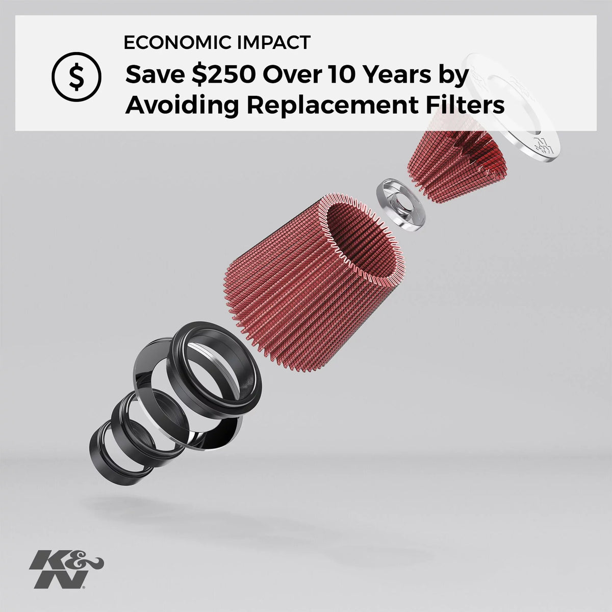 K&N Universal Clamp-On Air Filter: High Performance, Premium, Washable, Replacement Filter: Flange Diameter: 3 In, Filter Height: 6 In, Flange Length: 1.75 In, Shape: Round Tapered, RU-4180