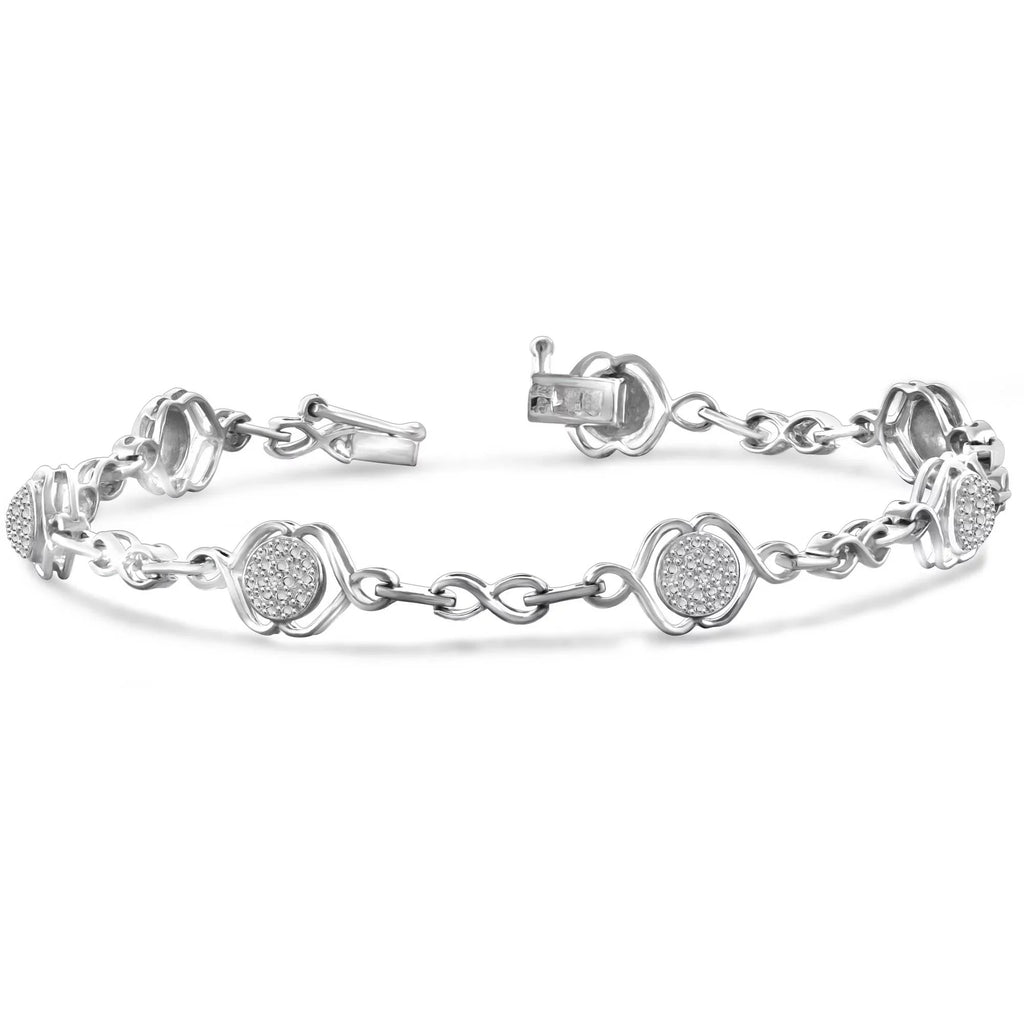 Sterling Silver Round-cut White Diamond Accent Bracelet - Perfect for your project