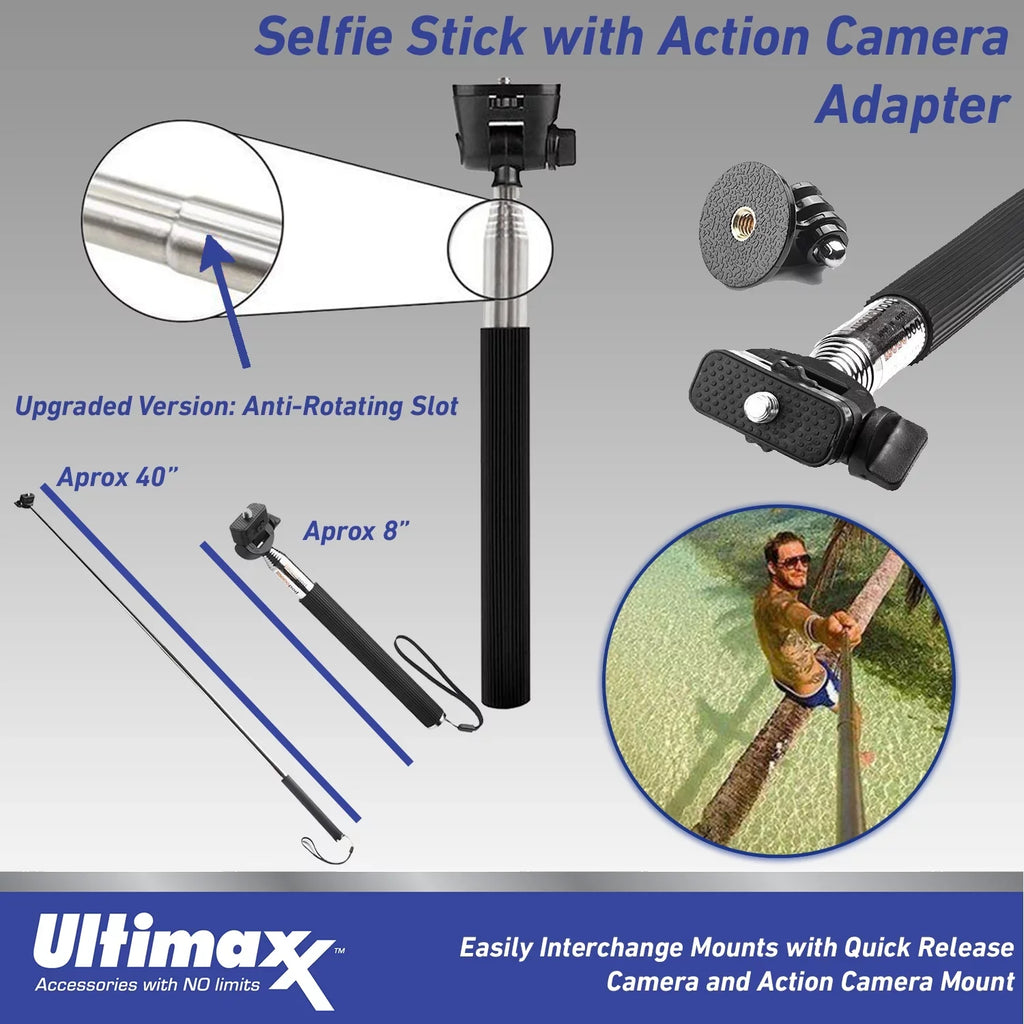 Ultimaxx Starter Insta360 GO 2 Action Camera Bundle - Includes: Action Camera Frame Adapter, Selfie-Stick, Floating Wrist Strap & Much More - Perfect for your project