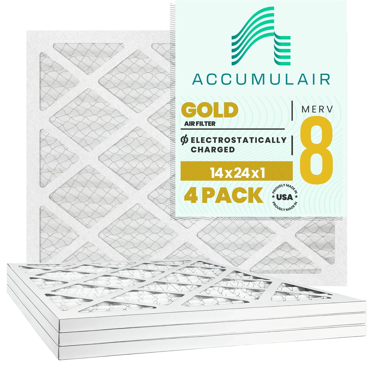 Accumulair Gold 14x24x1 MERV 8 Air Filter (4 Pack) - Perfect for your project