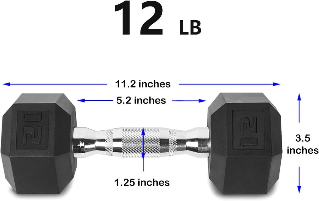 12LB Set Of 2 Hex Dumbbells Rubber Coated Cast Iron Hex Black Dumbbell Weights For Exercises Neoprene Dumbbell Hand Weights Anti-Slip Anti-Roll Hex Shape Colorful 12Lbs Pair - Perfect for your project