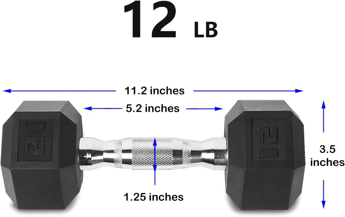12LB Set Of 2 Hex Dumbbells Rubber Coated Cast Iron Hex Black Dumbbell Weights For Exercises Neoprene Dumbbell Hand Weights Anti-Slip Anti-Roll Hex Shape Colorful 12Lbs Pair - Perfect for your project
