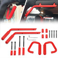 Top-quality WEISEN- Powder Coated Red Aluminum Full Front & Rear Grab Bar Handles Set for 07-18 Jeep Wrangler JK