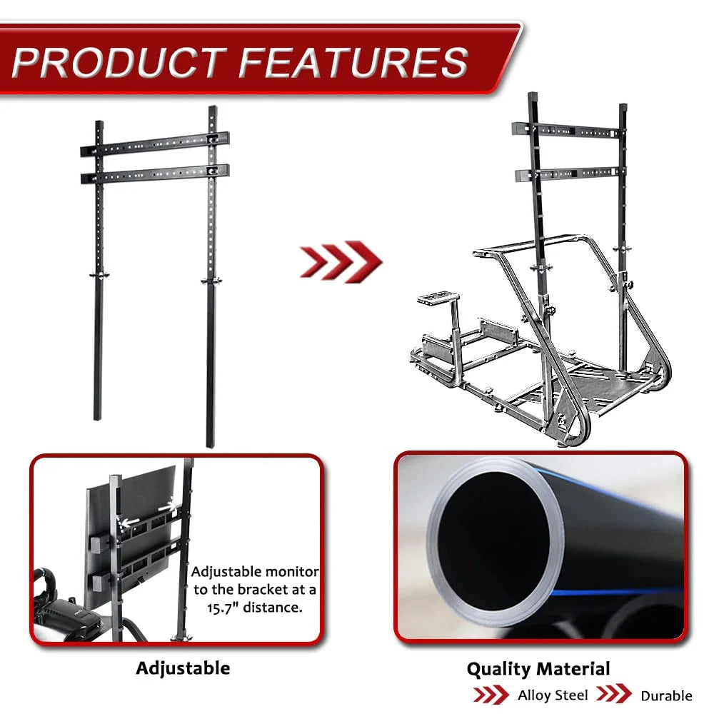 FEIRO Racing Simulator Cockpit Stand Display Frame fit for Logitech Thrustmaster,Fanatec, G25 G27 G29 G920 G923, Adjustable Monitor Bracket for Racing Cockpit Frame Without TV Seat Cockpit Stand